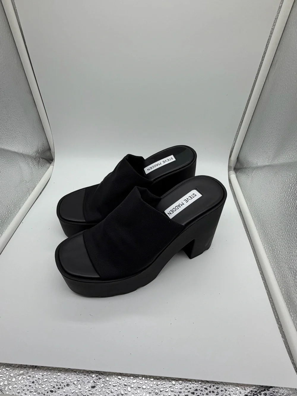 Steve Madden Black Chunky Platform Mule Heels